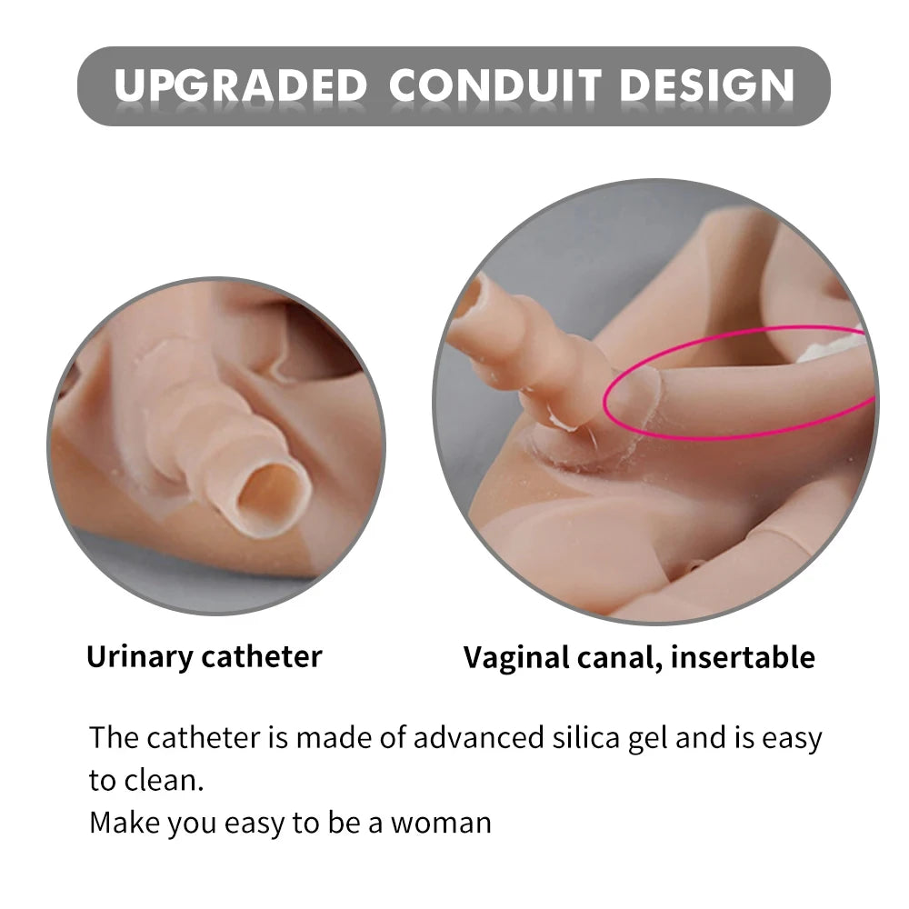 3 Colors Realistic Medical Silicone Gel /Cotton Filling Full Body Suit Silicone Breast Forms Crossdressing Drag Queen Cosplay Silicone Chest Male to Female Vagina