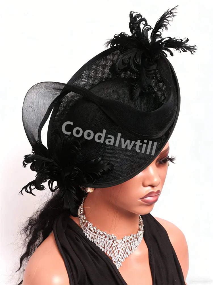 21 Colors Royal Ascot Horse Racing Women Femme Luxury Fascinator Kentucky Ladies Tea Cocktail Derby Headpiece Feather Fancy Opera Concerts Red Carpet Bride Wedding Hats Apparel Accessories
