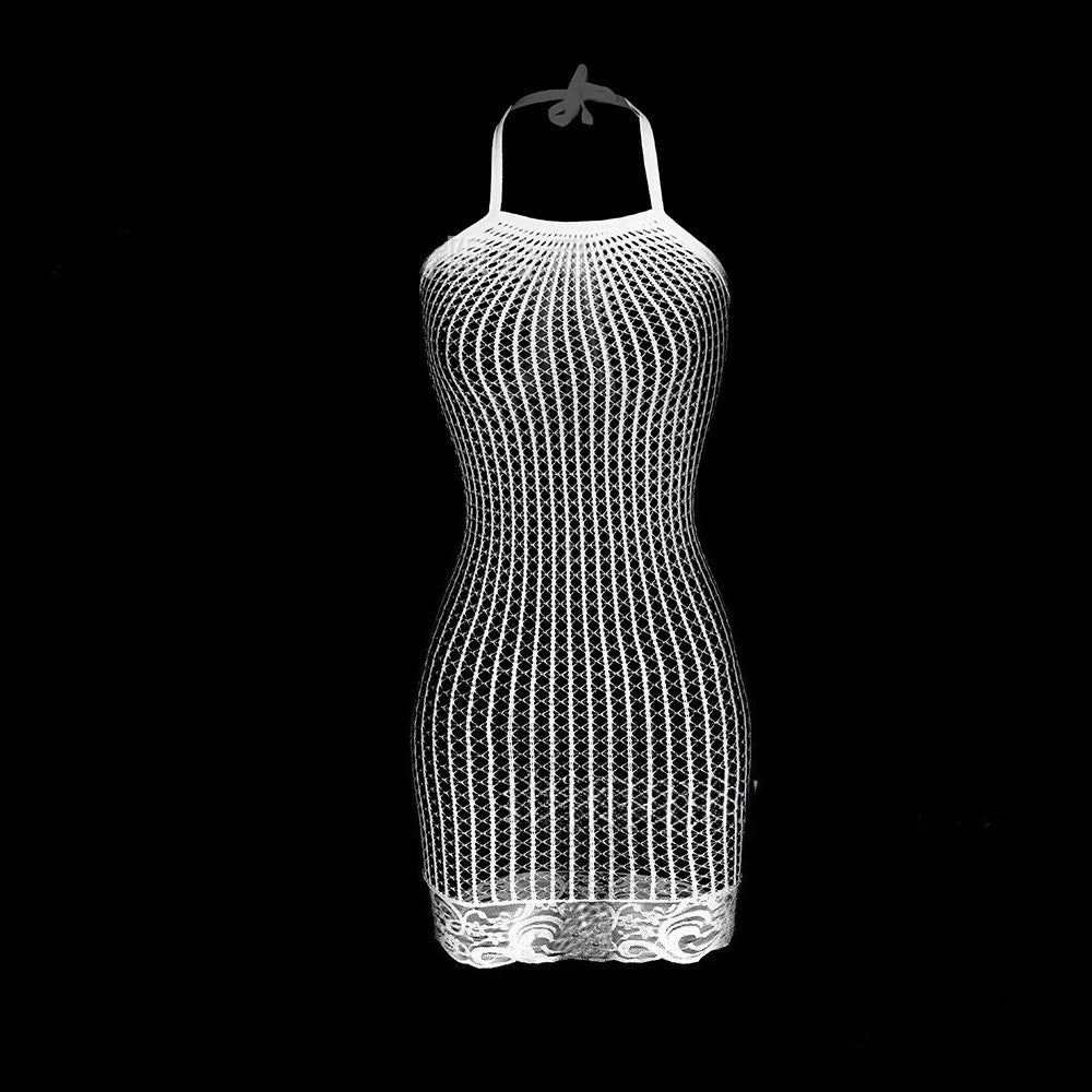 10 Colors Women Sexy Fishnet Swimwear Cover Up Without Bikini Hollow Out See Through Bodycon Dress Beachwear Summer Women's Swimwear Dress