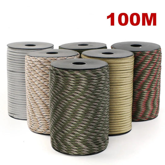 NEW 100 Meters 9-Core Parachute Rope, 12 Colors Outdoor Mountaineering Climbing and Camping Emergency Top Quality Survival Rope, DIY Woven Bracelet Survival Rope