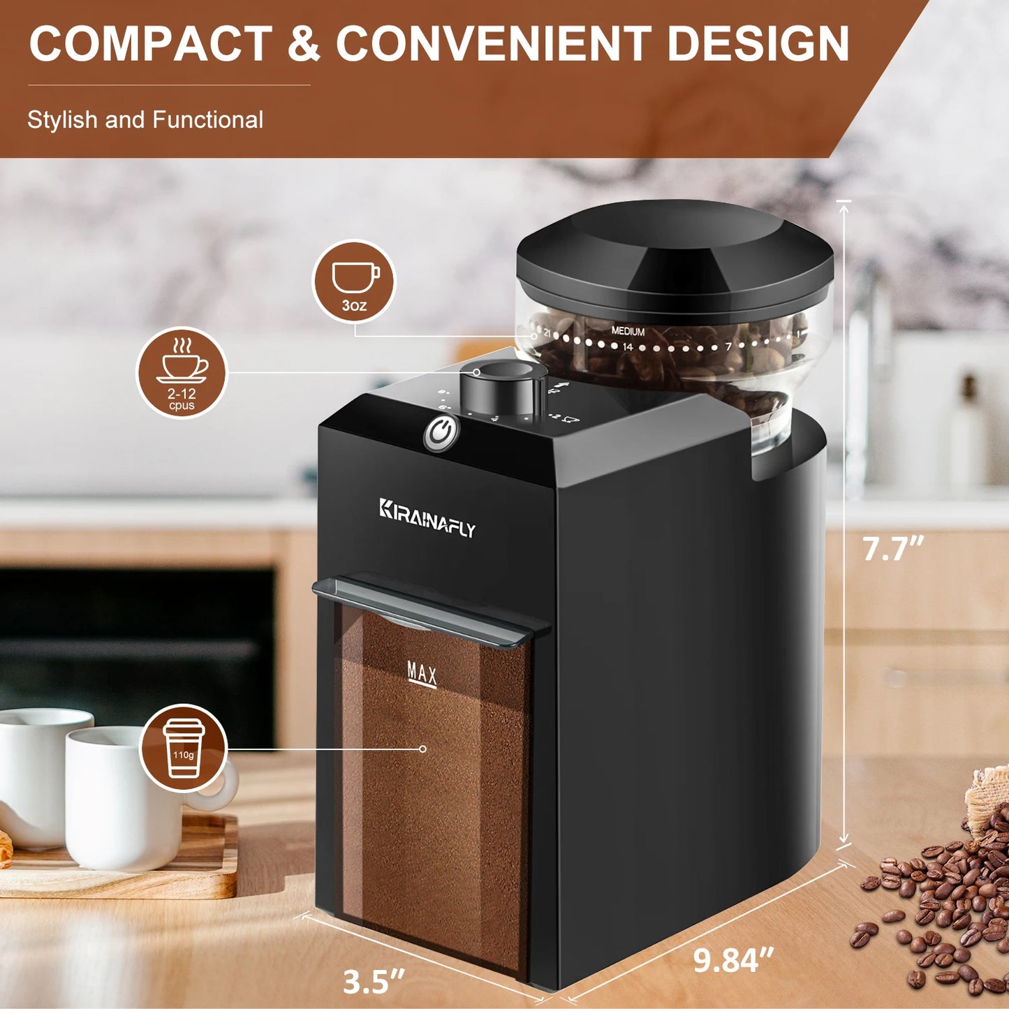 Low-Price Sales are Limited NEW Electric Burr Mill Coffee Grinder Automatic Coffee Bean Grinding With 28 Grind Settings For Espresso French Press Drip 2-12 Cup Travel Outdoor Camping Coffee Machine