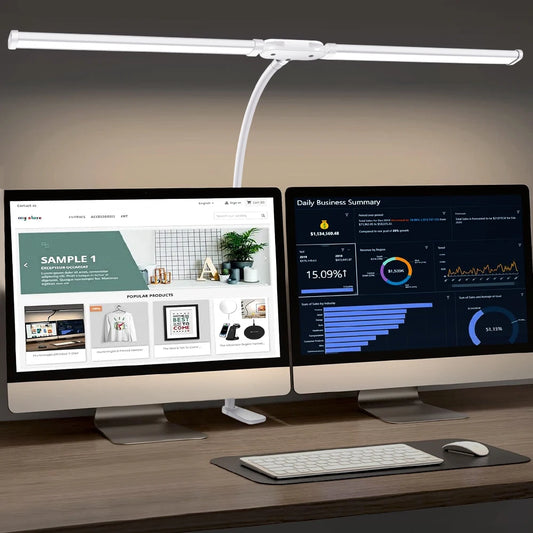 LED Desk Lamp with Clamp Swing Arm Desk Lamps Eye-Caring Dimmable Desk Light with 3 Color Modes and 10 Dimmable LED Table Lights