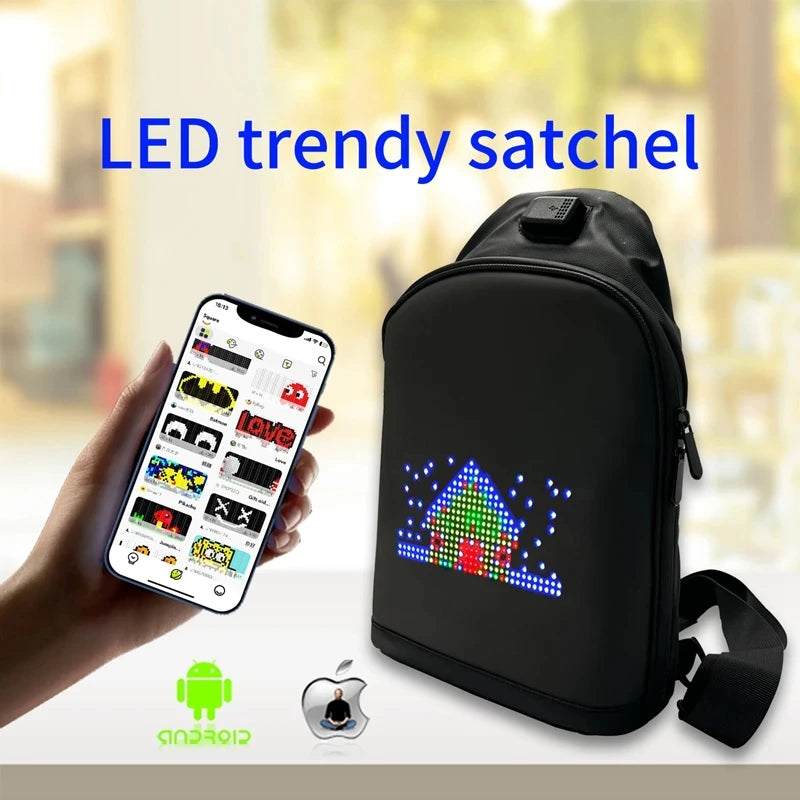 Led Waist Bag Smart  APP LED Pixel Backpack for Women Men DIY Multilingual Graffiti Dynamic Shoulder Bag Chest Bag Led Display
