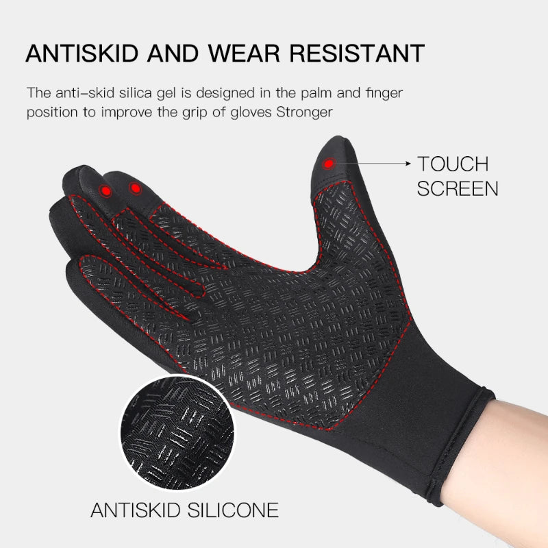 Winter Warm Cycling Gloves Bicycle Warm Touchscreen Full Finger Glove Waterproof Outdoor Bike Skiing Fishing Motorcycle Riding