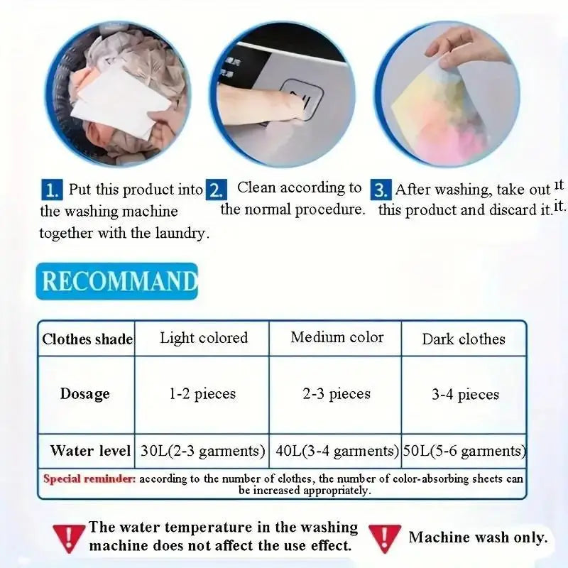 NEW Arrivals 50Color Dye-Resistant Cloth for Laundry, No Chemical Composition, Mixed Laundry Anti-Penetration and Fade Protection, Universal Washing Accessories
