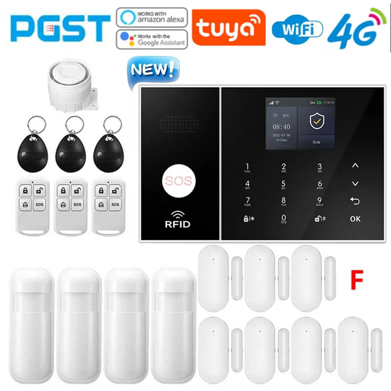 NEW HOT SALE 4G PG108 TUYA APP Control Alexa Voice Google WI-FI Support Home Alarm Anti-Theft System Smart Life APP Camera  SOS One Click Help Wireless Safe Security for House Villa Business Shops 433MHz