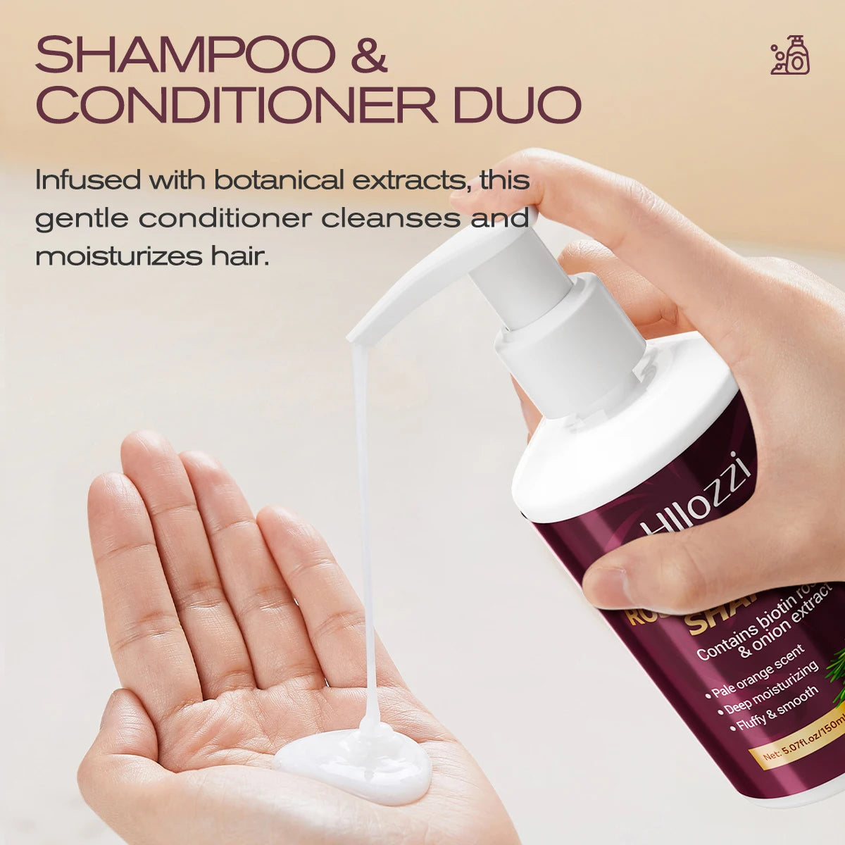2 PCS 150ml Set Biotin Rosemary & Onion Hair Care Set – Shampoo + Conditioner, Strengthen & Nourish, Hair Care Supplies