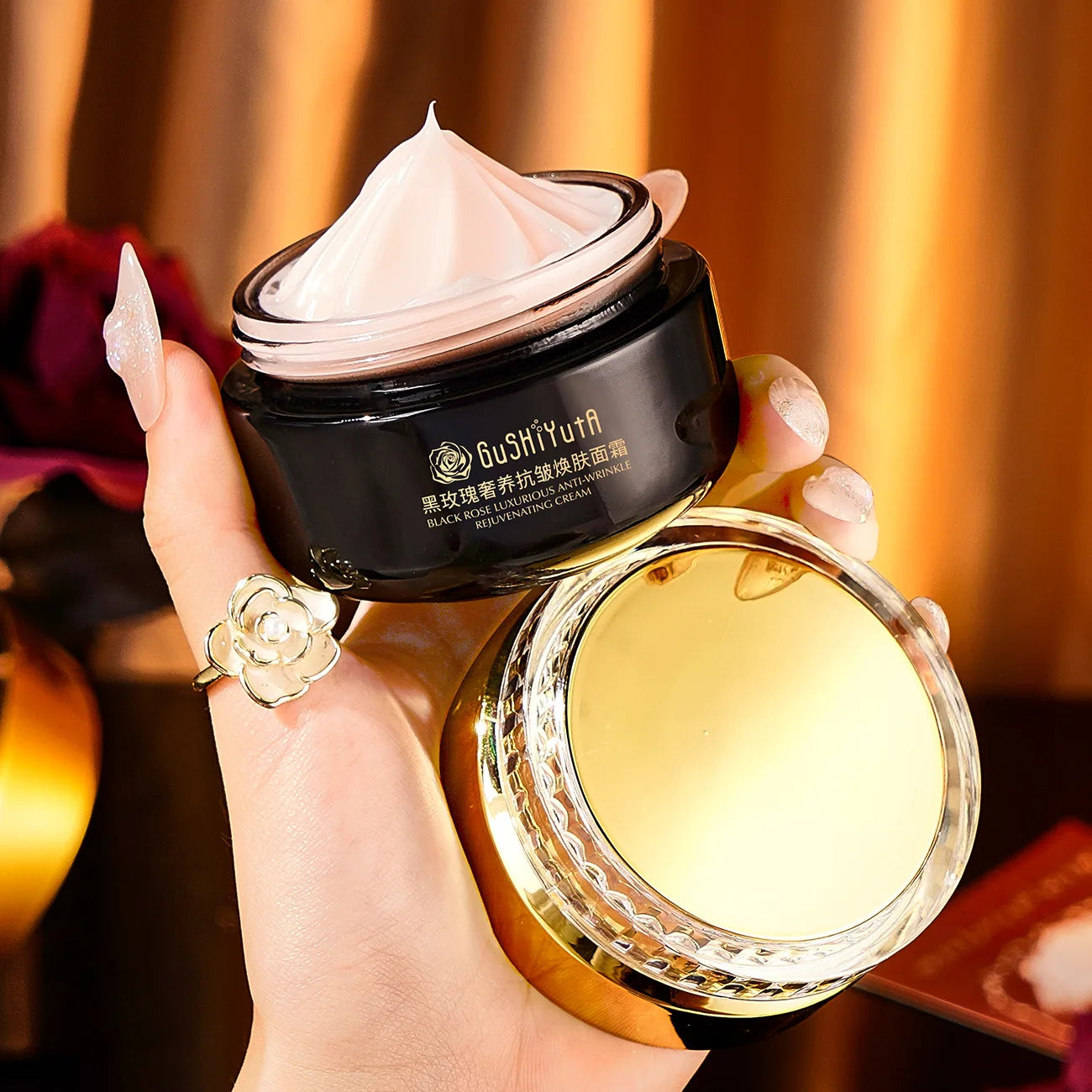 Black Rose Instant Face Lift & Firm Skin Cream Sustainable Face Lifting Reduces Fine Lines Gentle Moisturizing Care Cream Women Skin Care Supplies Korean Products