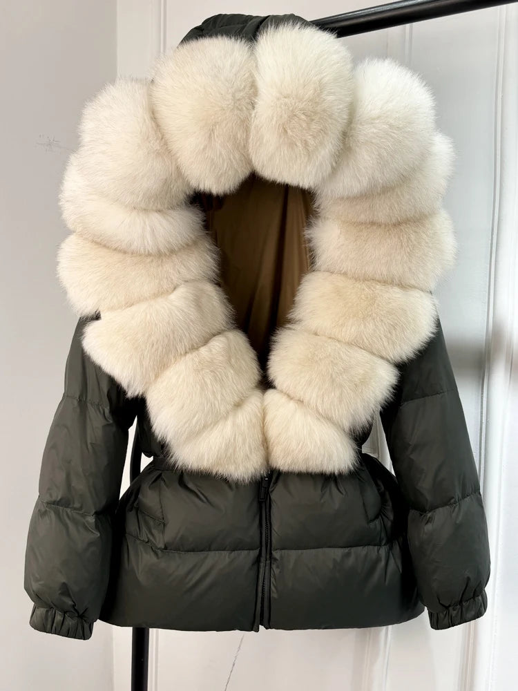 NEW Arrivals UK S-XL Size 11 Colors Winter Puffer Jacket Women 100% Real Fox Fur Hooded Thick Warm 90% White Duck Down Coat Female Parkas Waterproof Mini Coat