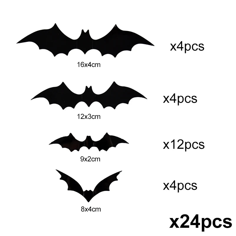 84PCS  Halloween 3D Black Bat Wall Stickers Home Room Indoor DIY Decoration Scary Props Party Favors Wall Decals Window Sticker