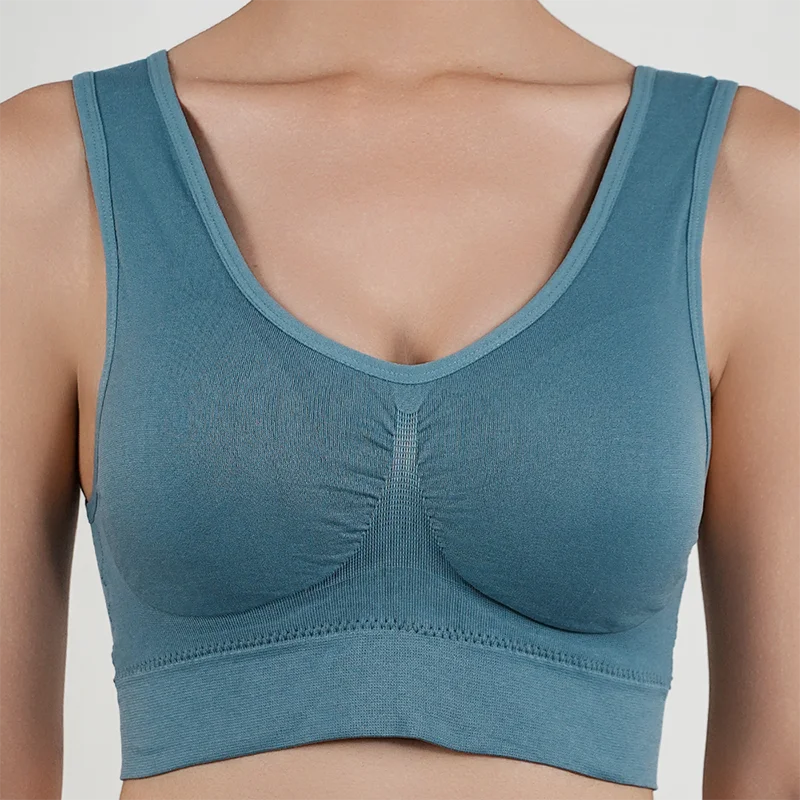 S (45-55kg) - 5XL(115-123kg) UK Plus Size Women's Push Up Yoga Pilates Bras Running Gym Seamless Breathable Vest Top Removable Padded  Anti-Sagging Upper High Elasticity Sport Brassiere