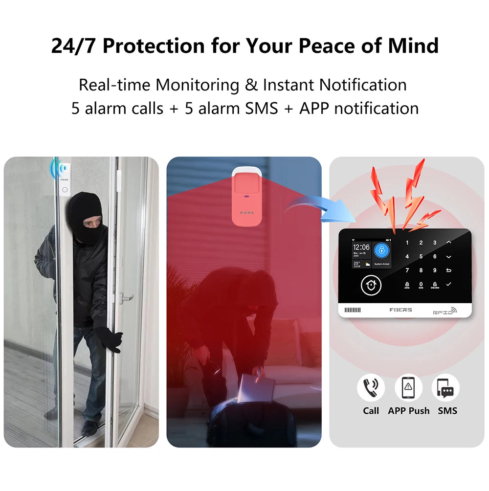Just Arrived Upgraded 13 Languages Alarm System for Home Office Shops TUYA Smart WI-FI GSM Security Alarm Host with Doors Windows Motion Sensor Smart App Control Work Google Alexa Amazon Voice Support Security Supplies