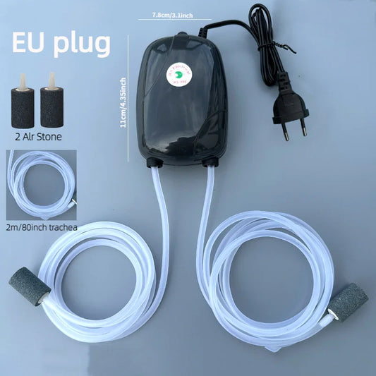 NEW Set Aquarium Air Pump Fish Tank Mini Compressor with Accessories Kit Single Double Outlet with Check Valve Tube Aquatic Accessories 220V 3W 5W