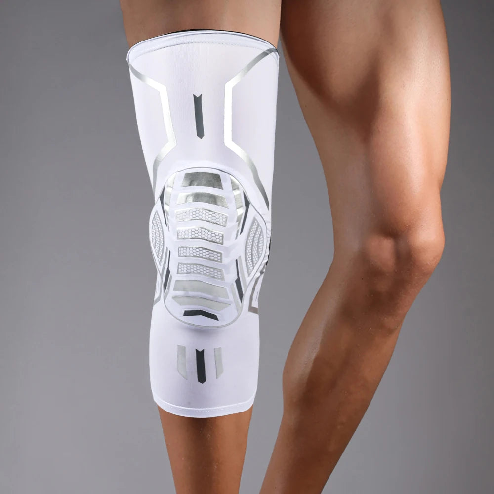 2 PCS Set Blue/Black/White/Red Color Breathable Absorb Sweat Outdoor Running Cycling Tennis Basketball Knee Pad Honeycomb Shockproof Long Leg Sleeves Knee Brace Football Sports Knee Guard