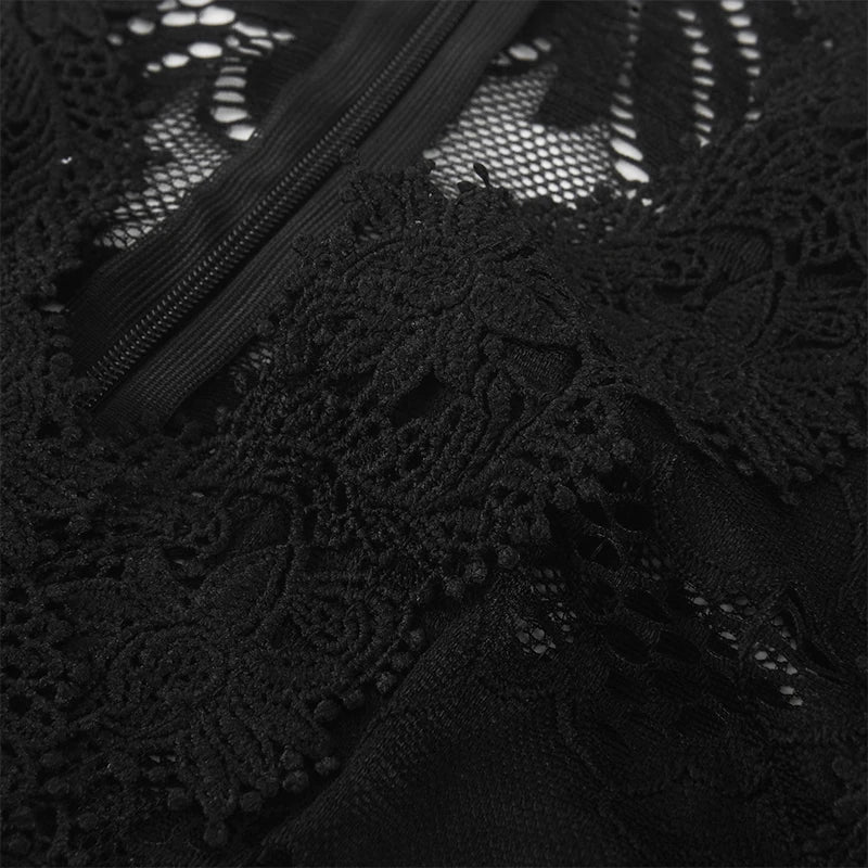 Fashion Casual Women Lace See through V Neck Jumpsuit Long Sleeve  Wide Leg Pants with Belt Rompers Overalls Casual Streetwear
