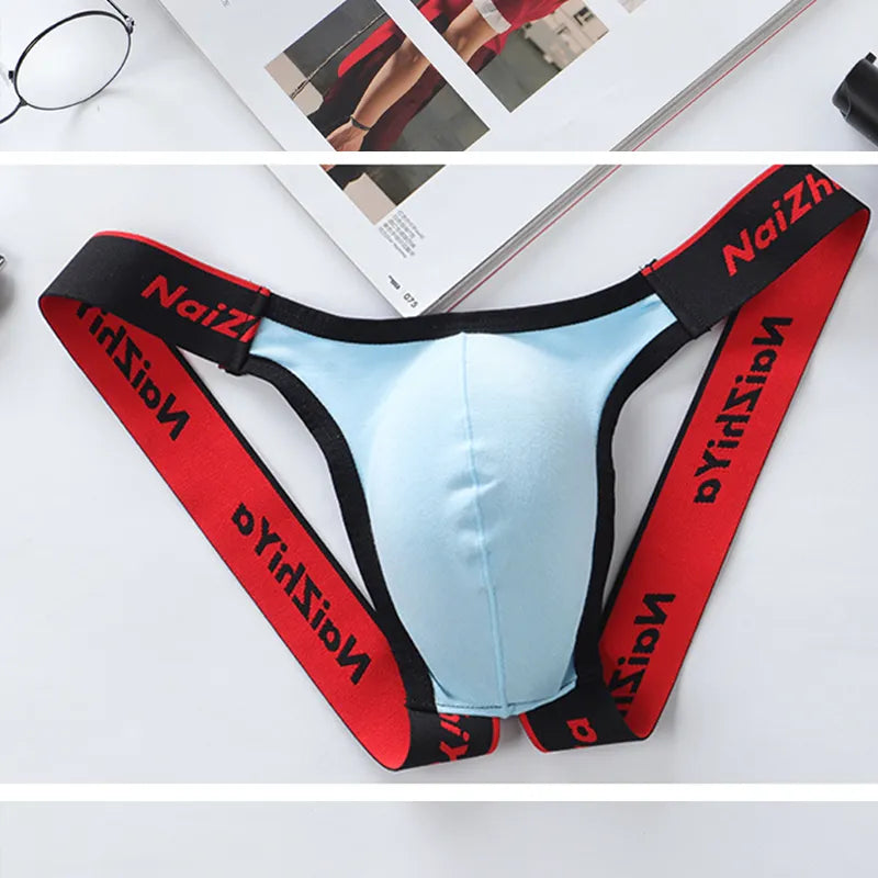 Men's Sexy Breathable Thongs Briefs Low Waist U Convex Underwear Underpants Men's G-String Underwear T-Back Bikini Sexi