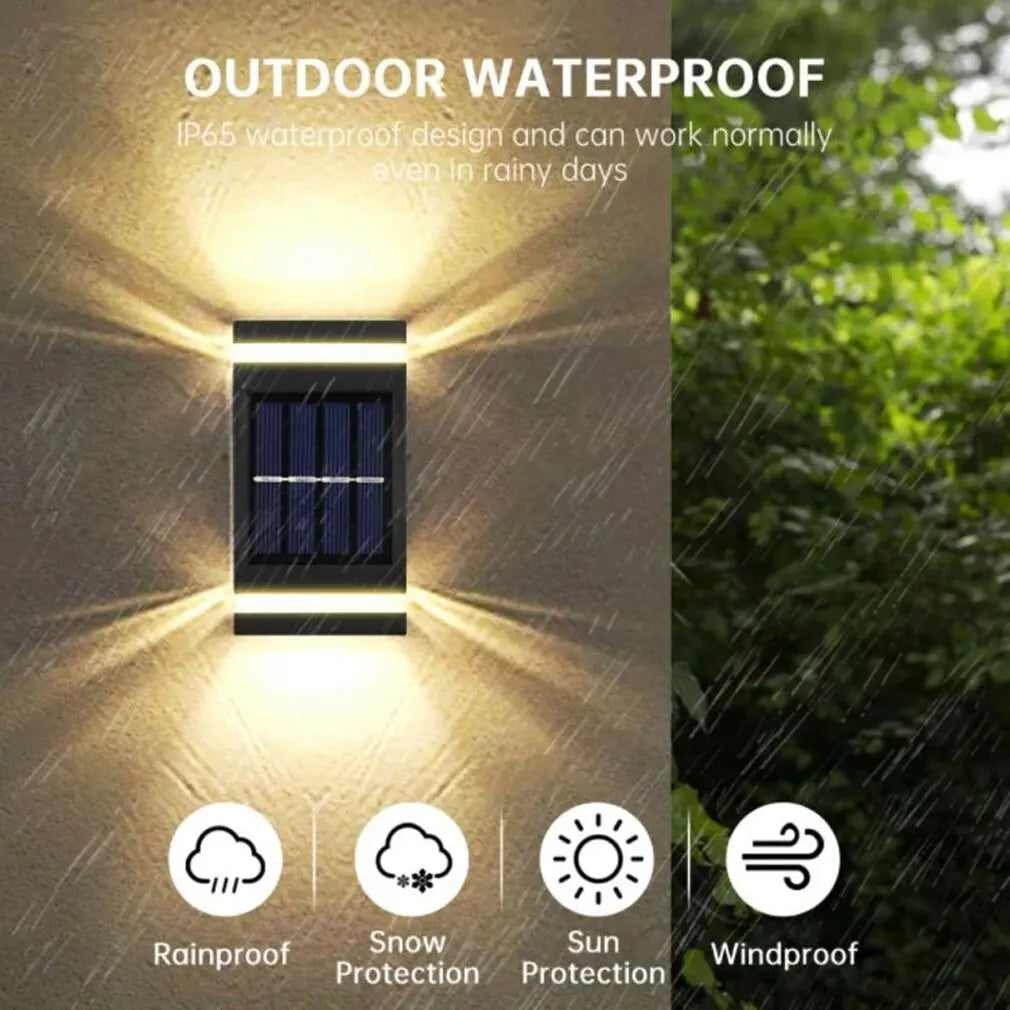 Solar Wall Lamp Outdoor Waterproof Solar Powered Light UP and Down Illuminate Home Garden Yard Decoration Outside Sun Lights