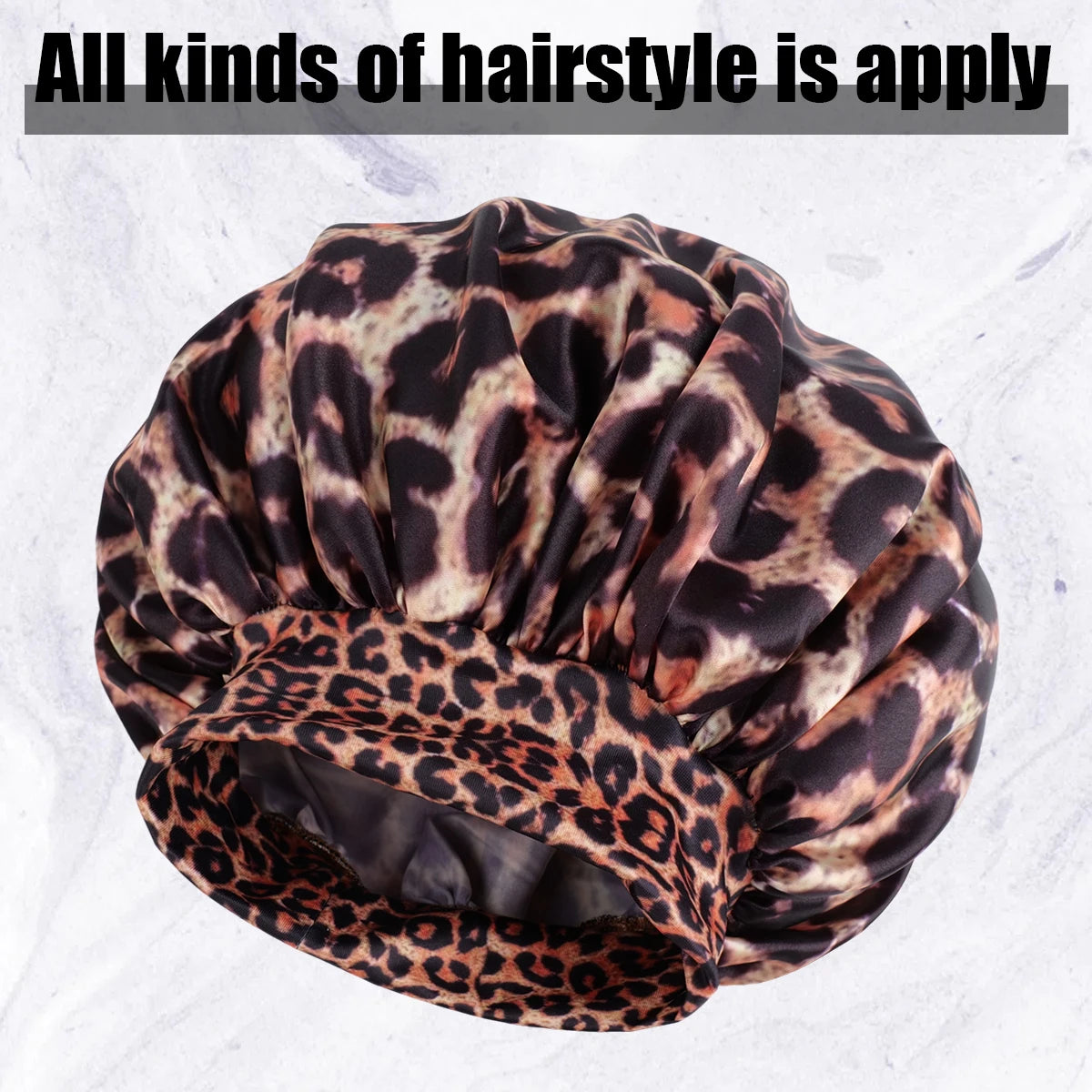 5 Colors Luxurious Women's Satin Sleep Bonnet All-Over Leopard  Nightcap for Hair Care And Fashion Style