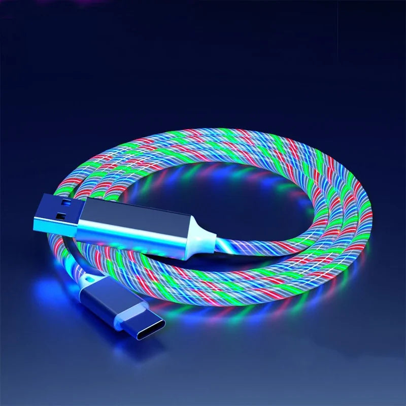 NEW Arrivals Luminous LED Light 5A 1M 2M USB  Type C Fast Charging Cable for iPhone 15 16 Pro Max Xiaomi Samsung OPPO Huawei Mobile Phones Accessories