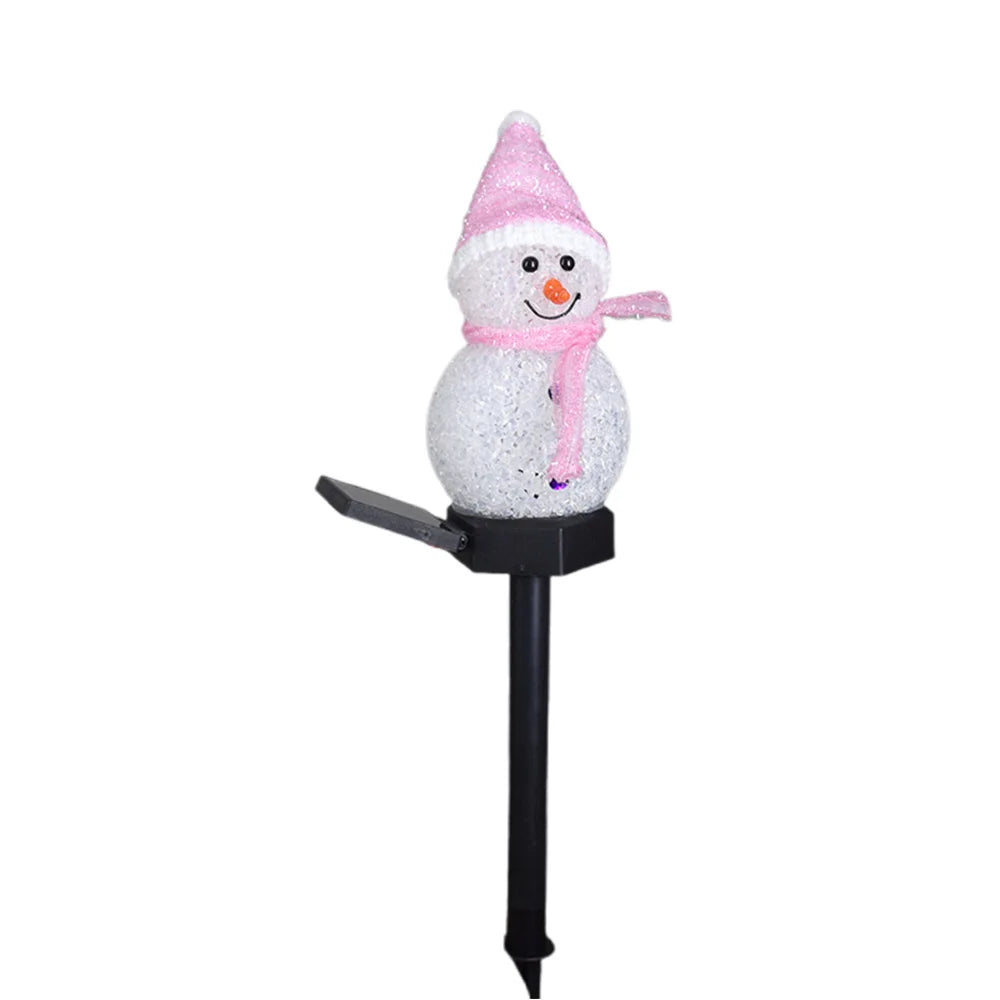 4PCS Set Christmas Snowman Solar Stake Light Outdoor Garden Waterproof Xmas Atmosphere Courtyard Lamp For Home Courtyard Decor