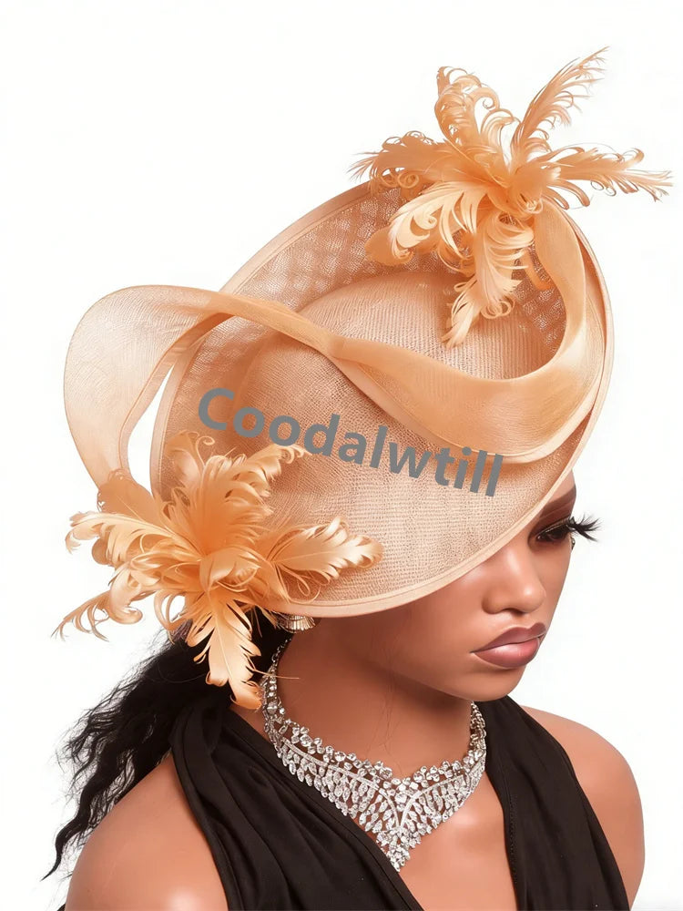 21 Colors Royal Ascot Horse Racing Women Femme Luxury Fascinator Kentucky Ladies Tea Cocktail Derby Headpiece Feather Fancy Opera Concerts Red Carpet Bride Wedding Hats Apparel Accessories