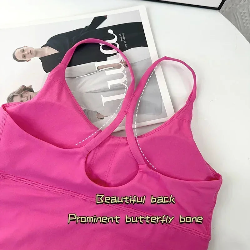 2 PCS Yoga Set 7 Colors Sportswear Fitness Suits Sexy Cross Back Yoga Tops Elasticity High Waist Leggings Running Sports Clothing👚👍️