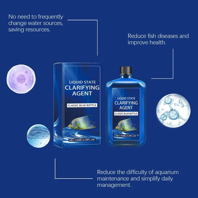 Fish Tank Clarifier Solution 100ml Fish Tank Clarifier Water Purify Solution Liquid Pet Fish Turtle Protection Water Purifier