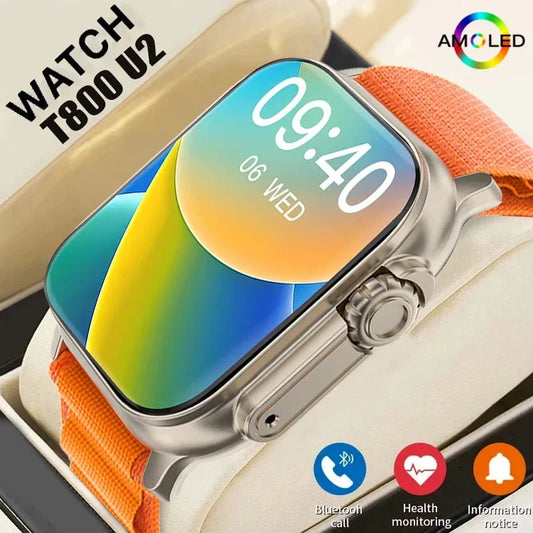 New Watch T800 U2 Smart Watch 49mm  New NFC Men Women GPS Track Bluetooth Call BT Music Games Wireless Charging Smartwatch