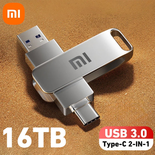 Xiaomi 16TB 3.0 USB Flash Drive Metal High-Speed Pen Drive 2TB 512GB Waterproof Type-C USB Pen Drive For Computer Storage Devices