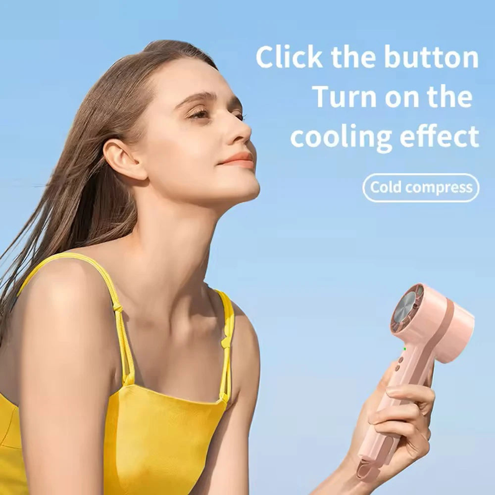 NEW Arrivals Powerful Portable Rechargeable Fan Macaron Color Cold Compress Handheld Fan Outdoor USB Mini Air Cooler Hand Fan With Hook