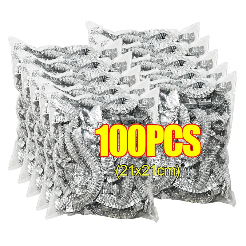 300 PCS Set Home Outdoor Travel Camping Picnic  Aluminum Foil Cover Reusable Heat Insulation Heat Preservation Food Grade Keep Food Fresh Oven Kitchen Takeaway Nutrition Bags