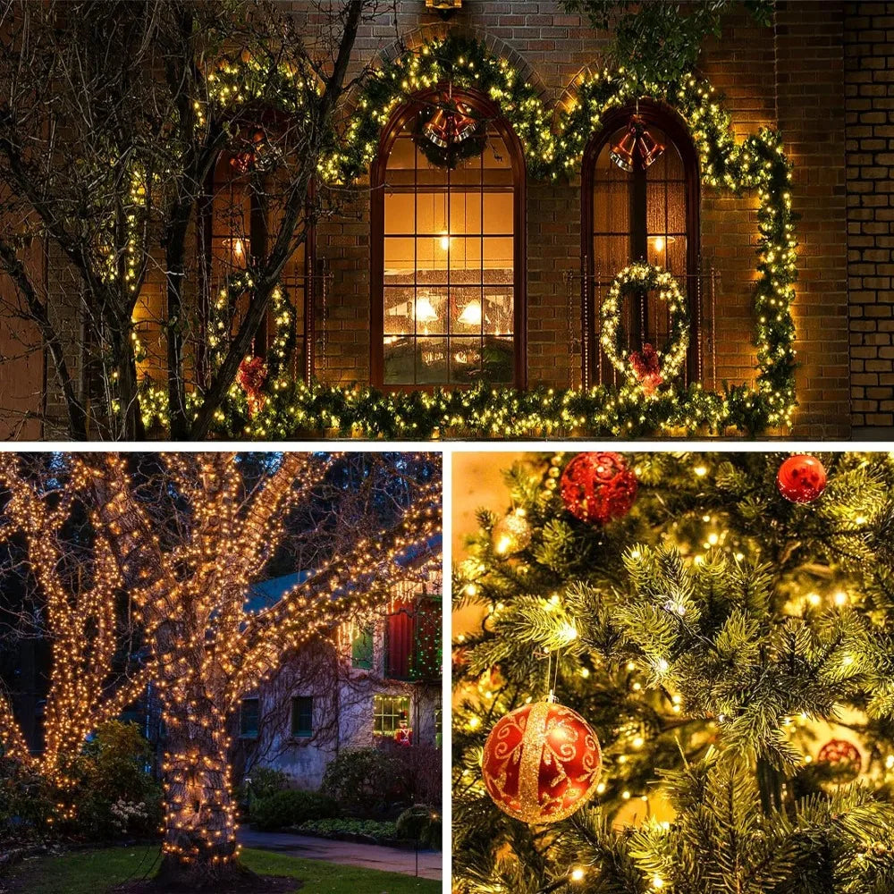 22M-300LED/32M-300LED Solar Powered Outdoor Fairy Lights IP65 Waterproof 8 Lighting Modes Suitable for Christmas Decoration Wedding Decoration Accessories Supplies