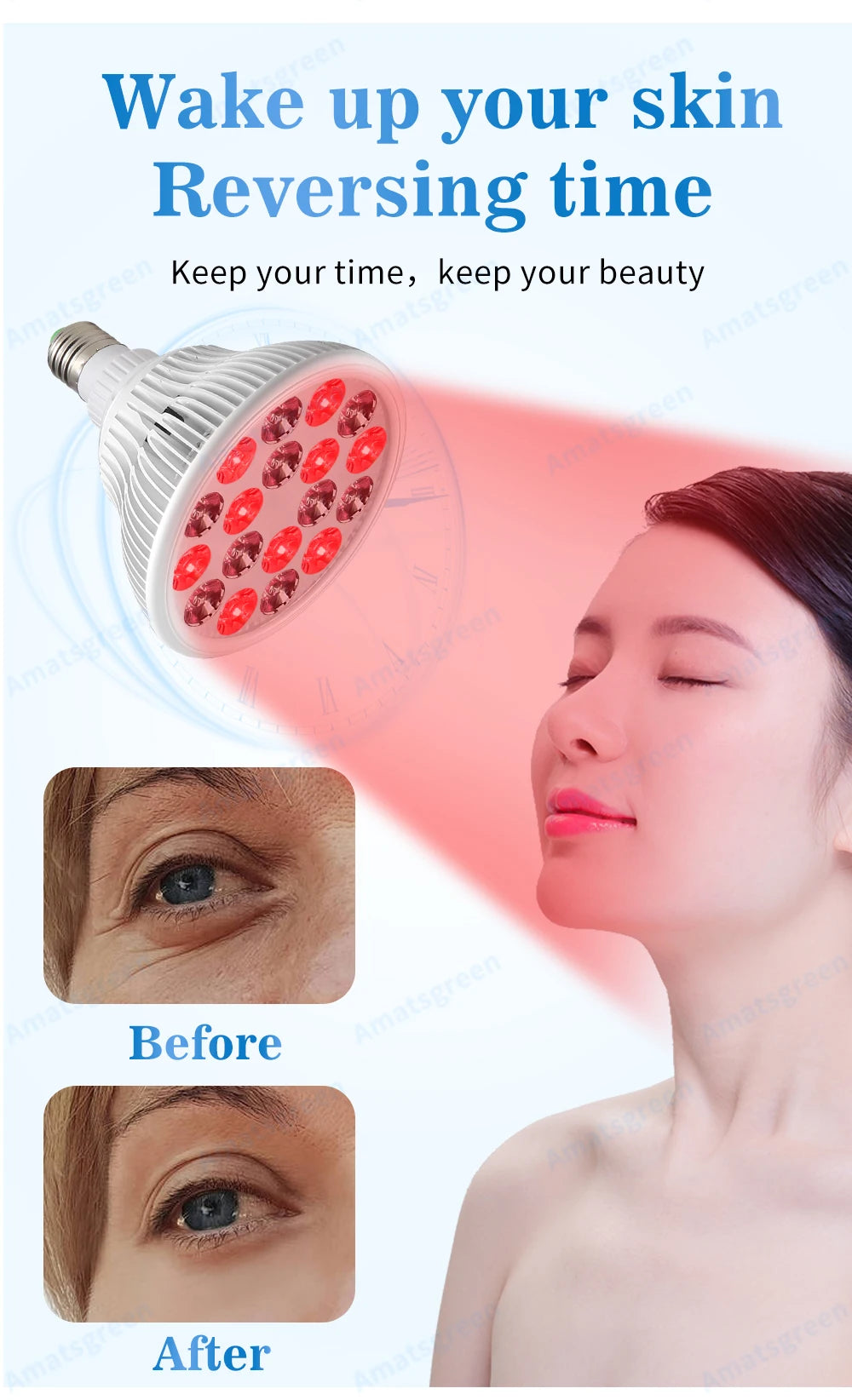54W Red LED Light Therapy Bulb 630nm 660nm 810nm 830nm 850nm Infrared Light Bulb E27 Red Light Women Skin Care Supplies