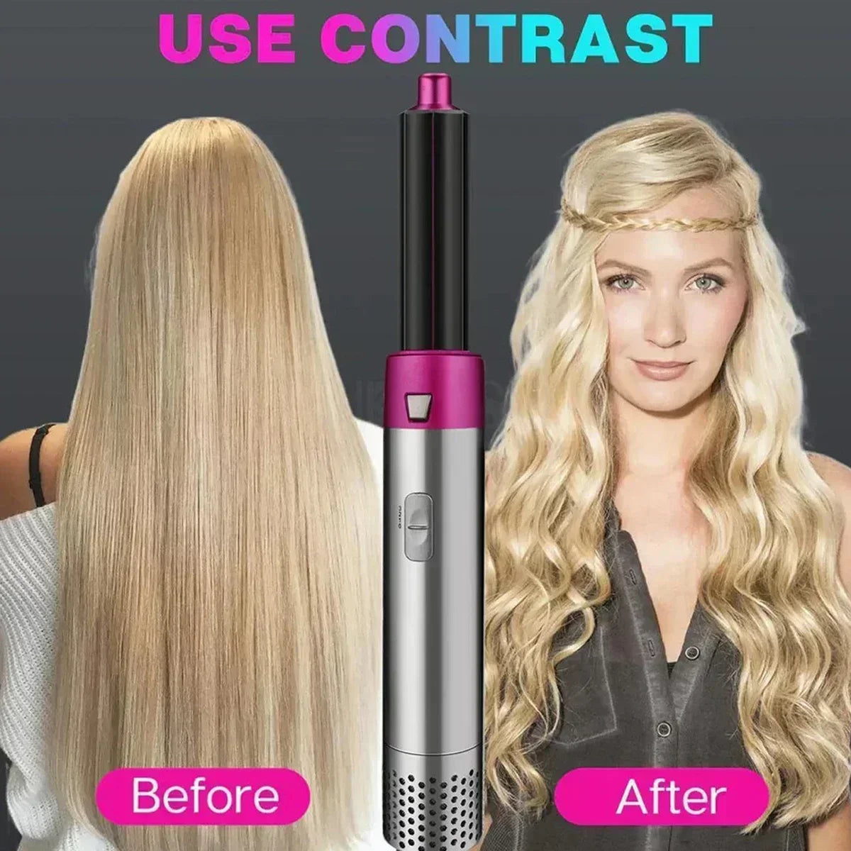 5 In 1 Set Hair Dryer And Hot Air Comb Brush With Curling Iron Hair Straightener For Fast Drying Curling Straightening And Styling Women Beauty Salon Spa Accessories Hair Care Tools Set Kit