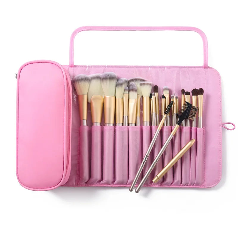 NEW Arrivals Make-Up Bag Women's Cosmetic Brush Bag Travel Organizer Makeup Brushes Fold Tools Rolling Bags Waterproof Nylon Makeup Case Women Cosmetic Accessories