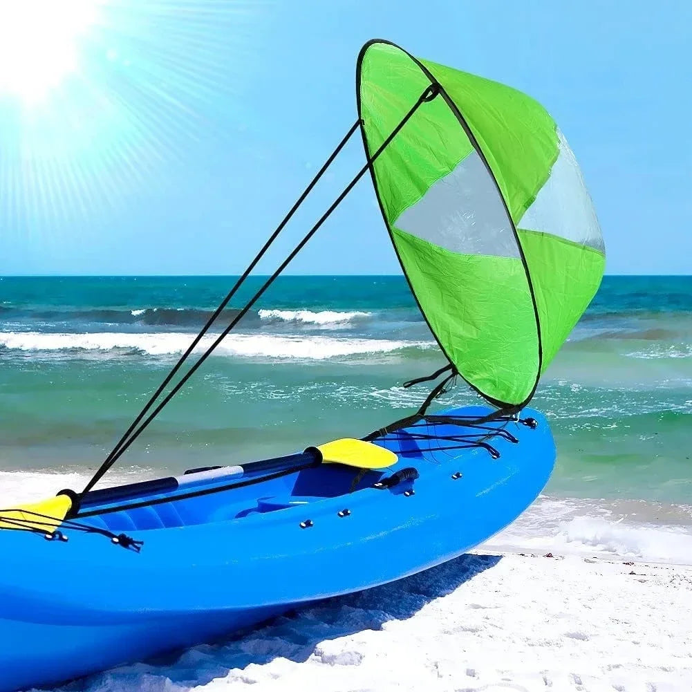 5 Colors Kayak Downwind Paddle Inflatable Canoe Boat Drift Sails with Clear Window Boat Folding Thruster Fittings Summer Water Sports Accessories