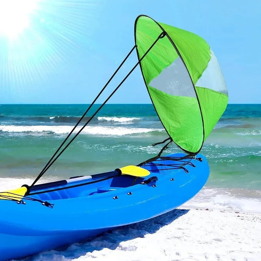 5 Colors Kayak Downwind Paddle Inflatable Canoe Boat Drift Sails with Clear Window Boat Folding Thruster Fittings Summer Water Sports Accessories
