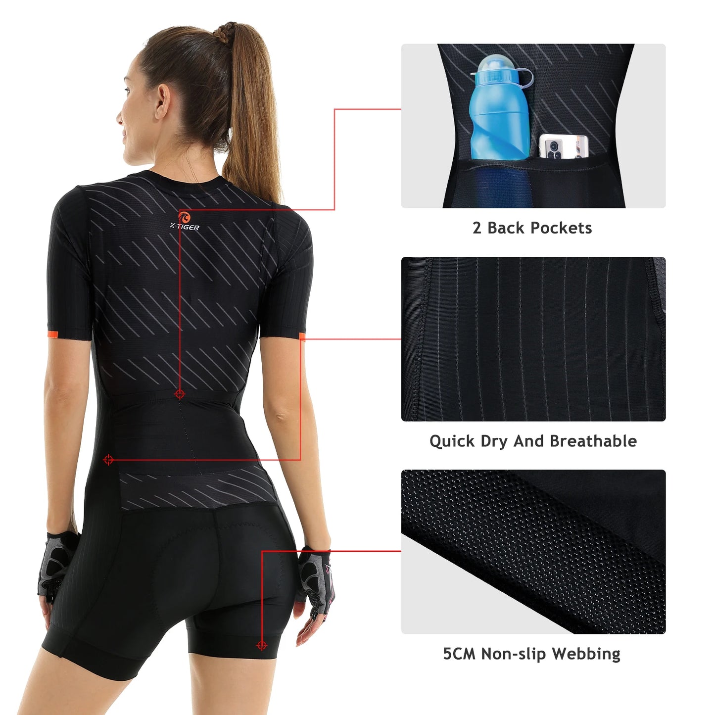 Triathlon Short Sleeve Cycling Jumpsuit Women's Bicycle Jersey Sets Maillot Ropa Ciclismo Tights Bike Clothing Skinsuit