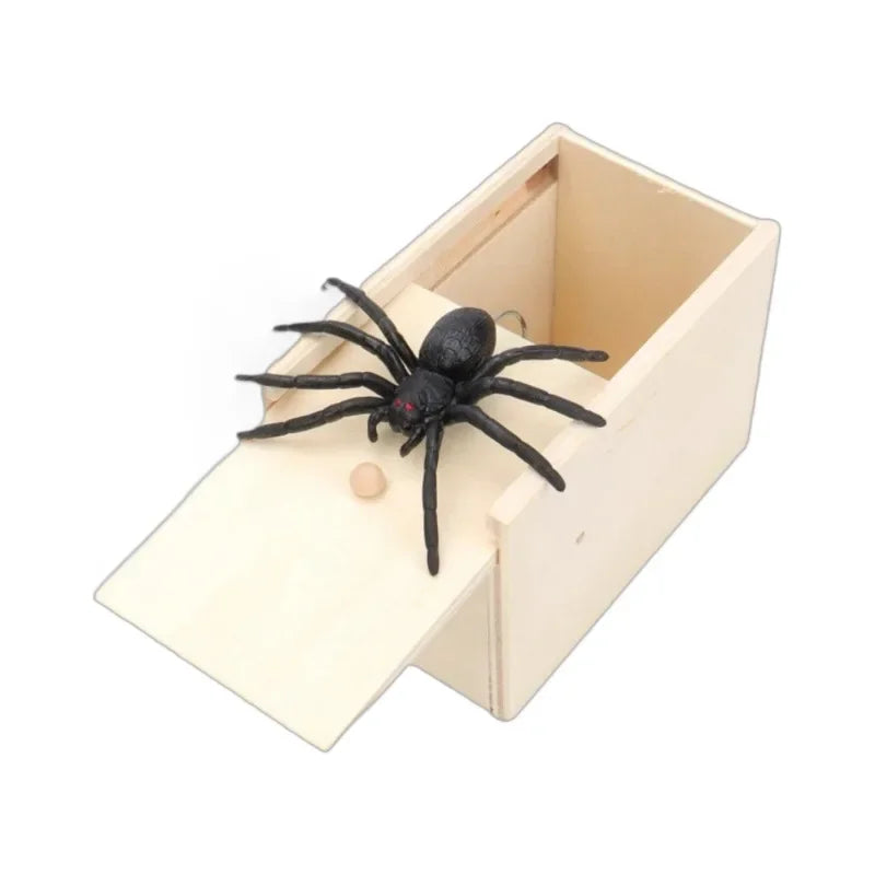 2PCS Set Trick Spider Prank Funny Scare Box Wooden Hidden Box Quality Prank Wooden Scare Box Fun Game Prank Trick Friend Office Toys