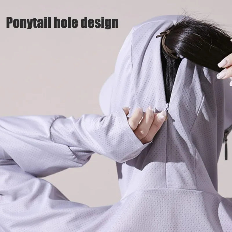 1/2/4 PCS Ice Silk Set 5 Colors Women's UV Protection Cape Hoodie Ice Silk Breathable Sun Shirt Spring Summer Loose Fit Jacket for Outdoor Hiking Sun Protection