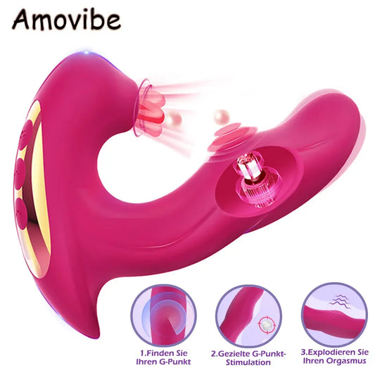 3 in 1 Clitoral Sucking Vibrator for Women Clit Clitoris Sucker Tongue Licking Dildo Adults Goods Sex Toys Female