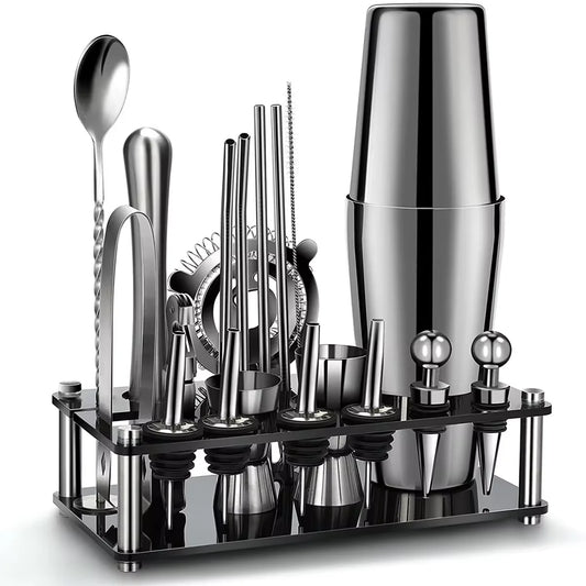 NEW Arrivals 25PCS Set 500/750ML  Boston Cocktail Shaker Set Bartender Kit for Hotels Restaurant Pubs Home Bar Drink Wine Martini Mixer Cocktail Shaker Bartender Waitress Tools