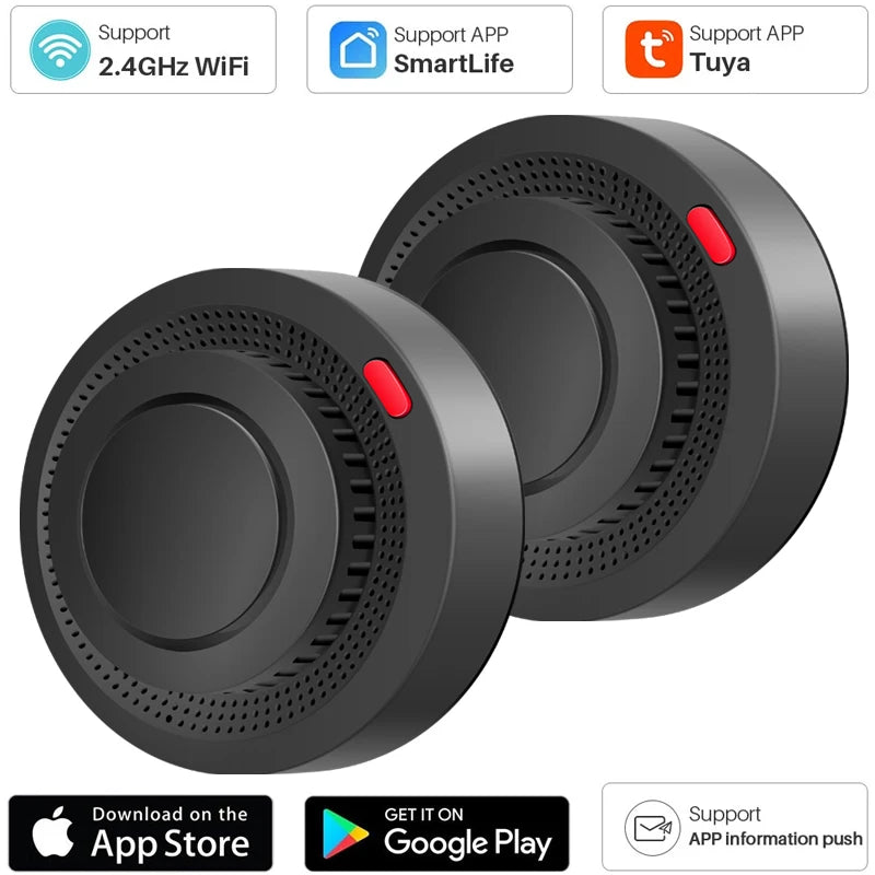 1/2/3/4//5 PCS Set Wi-Fi APP Control Remote Smoke Detector Wireless Photoelectric Sensor Fire Alarm Home Kitchen Hotels Business Mall Factory Security System Work with Smart Life Alert Sound Alarm