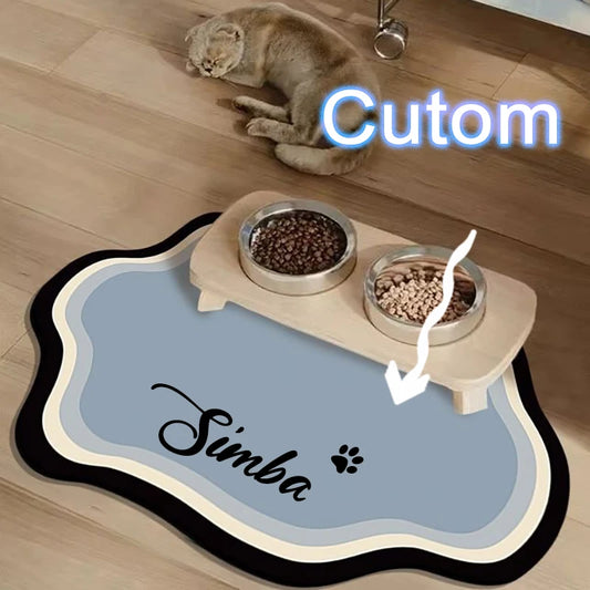 8 Colors 40cm x 50cm ﻿ Custom Pet Feeding Water Bowls Mat Cute Shape Dog Diatom Mud Floor Mat Non-Slip Waterproof Home Decoration Dog Feeding Pad Pet Supplies