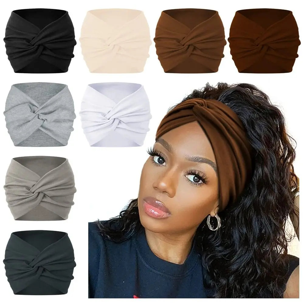 NEW Arrivals 29 Colors/Patterns Sports Bohemian Wide Cotton Stretch Headbands Women Headwrap Yoga Hair Bands Headwear Bandana Twisted Wide Headbands Hair Accessories