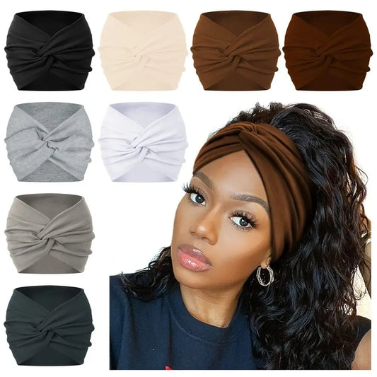NEW Arrivals 29 Colors/Patterns Sports Bohemian Wide Cotton Stretch Headbands Women Headwrap Yoga Hair Bands Headwear Bandana Twisted Wide Headbands Hair Accessories