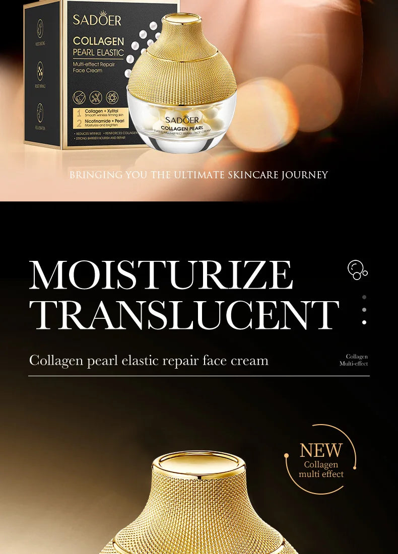 3PCS Set Pearl Cream Collagen Remove Wrinkle Moisturizing Face Cream Nourishing Whitening Skin Care Firming Lifting Anti Aging Women Skin Care Supplies Korean Products