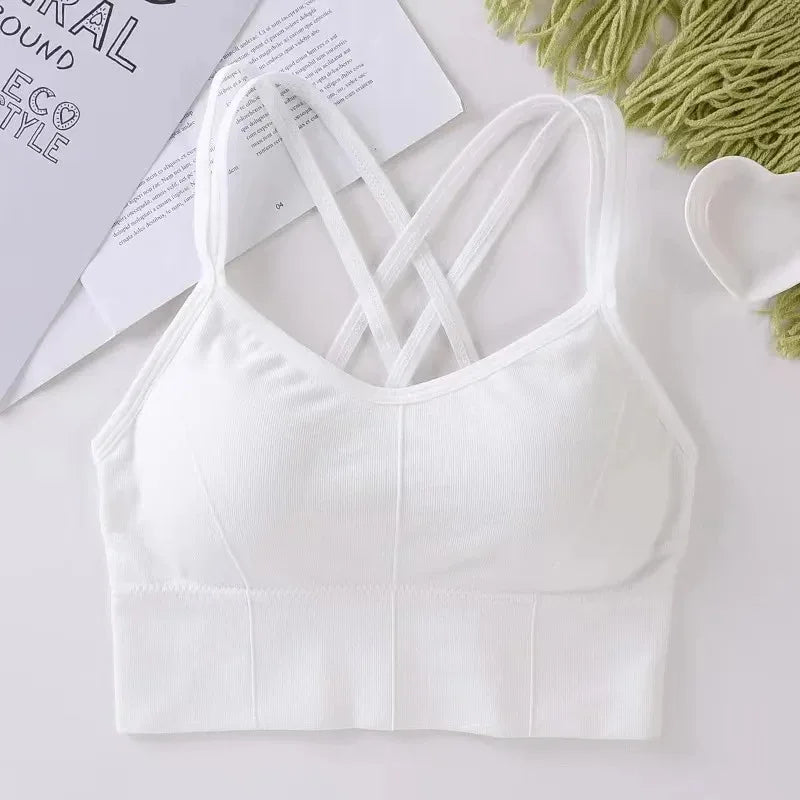 NEW Arrivals Sexy Women Tops Back Cross Strap Tank Top Push Up Running Sports Yoga Bra Breathable Soft Fitness Beauty Solid Color Girls Sports Clothing Supplies