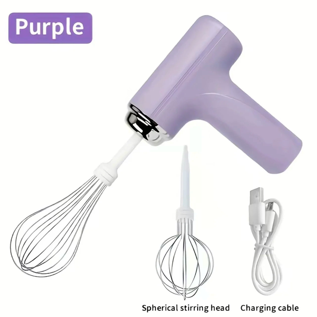 Electric USB-Type C Egg Beater Rechargeable Home Handheld Small Wireless Egg Beater Baking Cream Electric Whip Blender Hand Mixer for Cakes