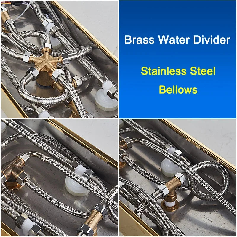 Luxury Stainless Steel Home Improvement LED Lights Shower Faucets Luxury Bathroom Faucet Set Bather Thermostat Shower Screen Shower Electronic System Kit Home Bathroom Supplies